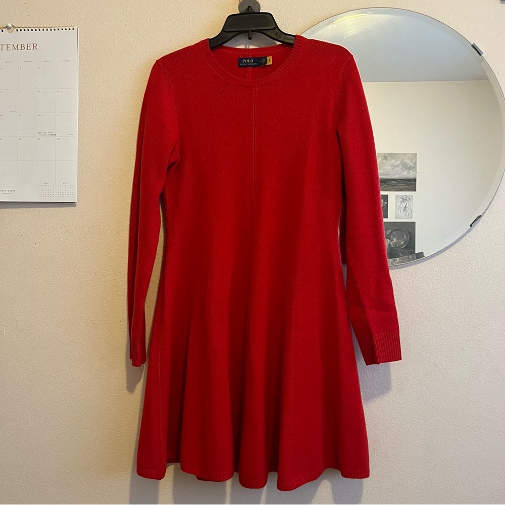 Polo Ralph Lauren Wool and Cashmere Red Sweater Dress